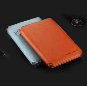 Funda de carpeta de conferencia con cremallera, portafolio personalizado de cuero PU, color negro, A4, A5, B5 - Product Image 4