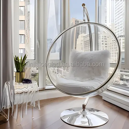 Chaise à bulles en cristal acrylique, chaises suspendues, support de sol pivotant pour salon