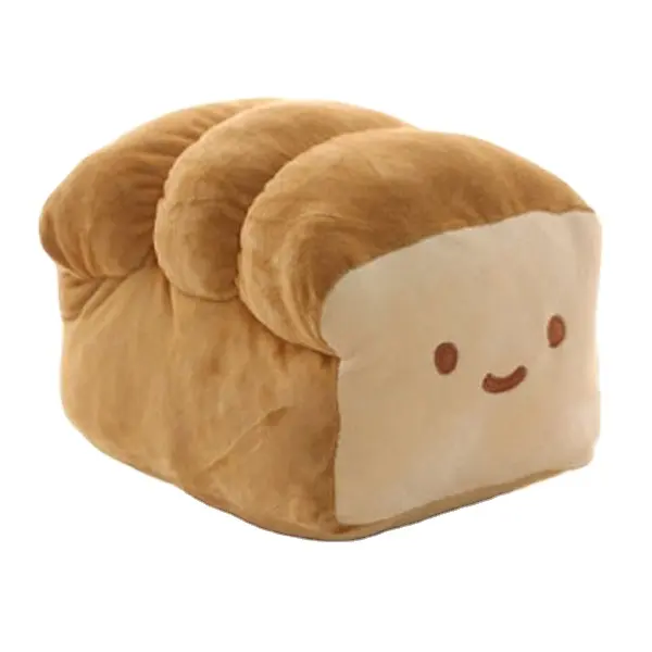 Симпатичная плюшевая игрушка на заказ, плюшевая подушка для хлеба с улыбающимся лицом, плюшевая еда для хлеба на заказ