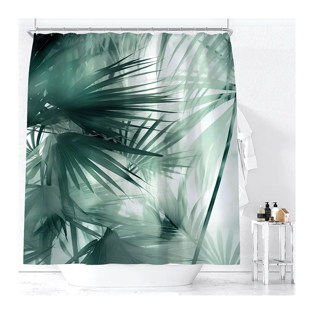 Ensembles de rideaux de douche décoratifs de salle de bain en polyester imperméable résistant à la moisissure impression numérique 3D de luxe