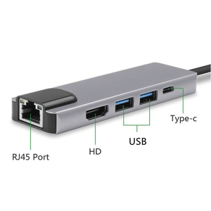 New 5-In-1 <strong>Type</strong>-C Multi-Function Docking Station PD 60W Fast Charging <strong>Computer</strong> Dock RJ45 <strong>Network</strong> 4K HD Port USB Hub - Product Image 6