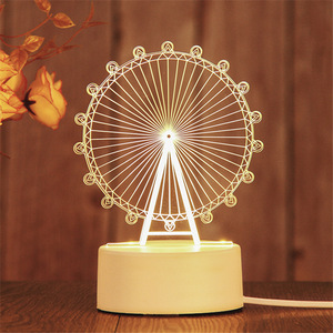Modern 3D Illusion LED gece lambası yaratıcı USB taban kontrolü 7 renk dokunmatik fonksiyonu ABS vücut akıllı ev beyaz renk Nightlight - Product Image 2