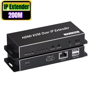 200M 4K HDMI USB KVM扩展器RJ45以太网网络电缆HDMI KVM IP扩展器发射器接收器视频转换器电脑电视
