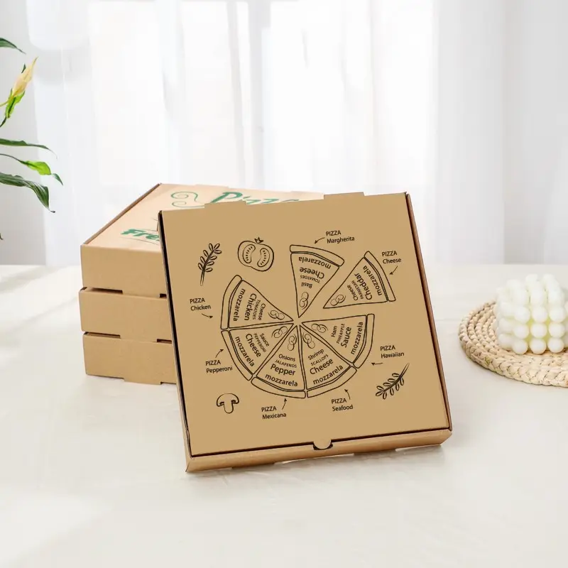 2023 toptan sıcak satış gıda dağıtım ambalaj geri dönüşümlü malzemeler dikdörtgen kutu pizza kutusu
