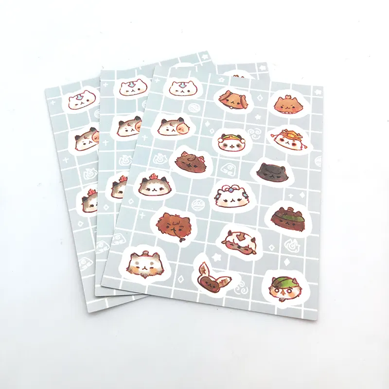 Großhandel selbst klebendes Papier Kiss Cut Aufkleber Cartoon Promotion Water proof Custom Sticker Sheet