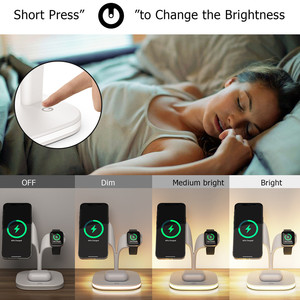15W 5-in-1 manyetik kablosuz şarj istasyonu küçük gece lambası USB bağlantısı güç iPhone için AirPod Android Smartph için IWatch - Product Image 6
