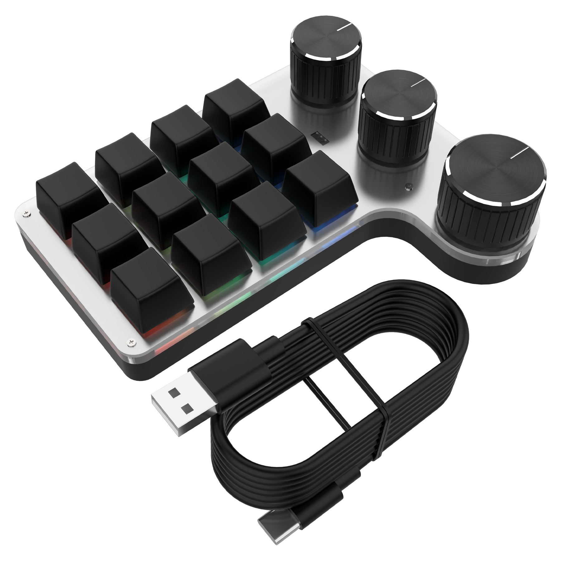 12 keys 3 knobs black wired with RGB