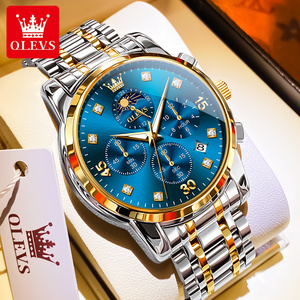 OLEVS Silber Unisex Quarzuhr Kostüm Edelstahl band wasserdicht Multifunktions Business Uhr Design
