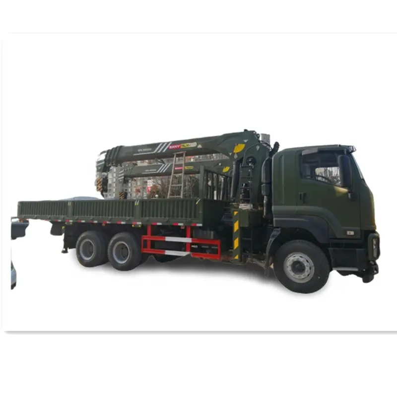 ISUZ-U 10 wheeler 350hp flat lorry hydraulic lifting telescopic boom truck crane 14 ton 16 ton