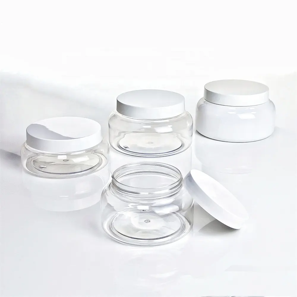 Recipiente para creme de creme de embalagem cosmética PET 250/300/500ml personalizável com tampa garrafa plástica para uso cosmético alimentar