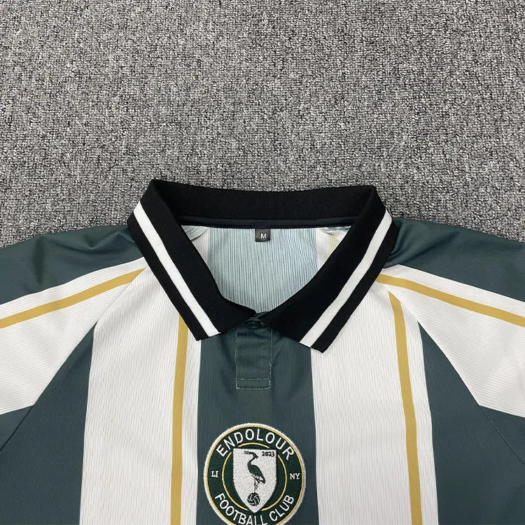 Custom Vintage Design Voetbalkleding Klassiek Retro Streep Groen Jeugdvoetbal Jersey