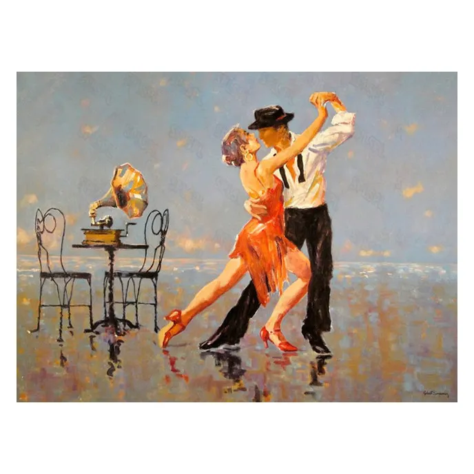 5D DIY diamante pintura hombres y mujeres caminando bajo paraguas bailando parejas antiguas bailarines retrato diamante pintura decoración del hogar