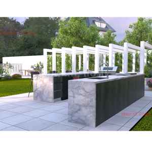 Dorene Set dapur Modern luar ruangan 2025 harga rendah tahan air kayu dan marmer termasuk wastafel-teras dapur <span class=keywords><strong>Bar</strong></span> desain - Product Image 4