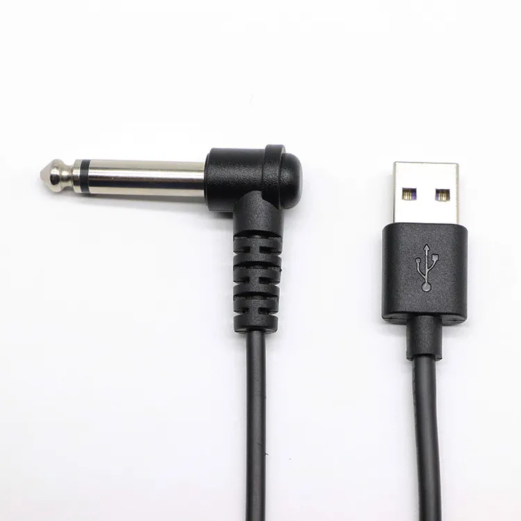 6.35mm AUDIO Male Mono AUX Audio Plug Jack to USB 2.0 Female Converter Cable