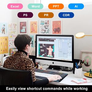 Große Mauspad-Schreibtisch matte mit <span class=keywords><strong>Excel</strong></span>-Verknüpfungen Spickzettel Anti-Rutsch-Tastatur-Pad Büro-Schreibtisch zubehör für <span class=keywords><strong>Computer</strong></span>-PC-Laptop