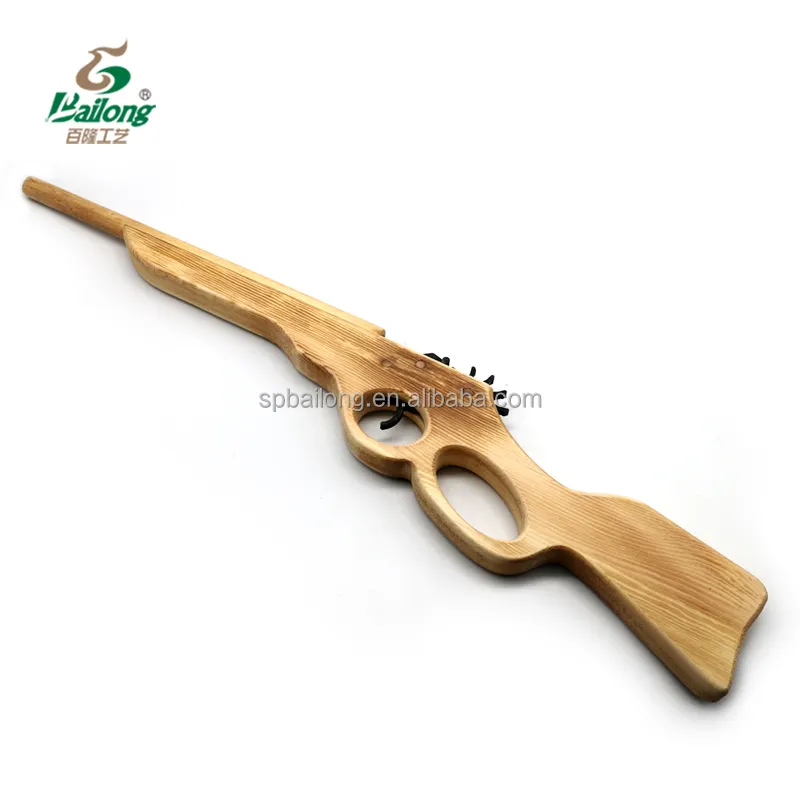 Prix usine pin bois artisanat enfant cadeau pistolet élastique tir bois jouet pistolet fusil