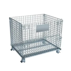 Jaulas de almacenamiento resistentes Contenedor de malla de alambre y metal galvanizado apilable para almacenamiento en almacén - Product Image 2