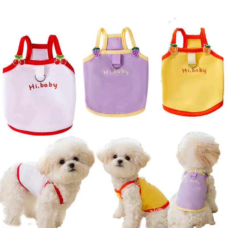 Expédition rapide en gros fabricant coton XS-XXL été Pet Sling mignon Eco respirant chien gilet vêtements pour petite race