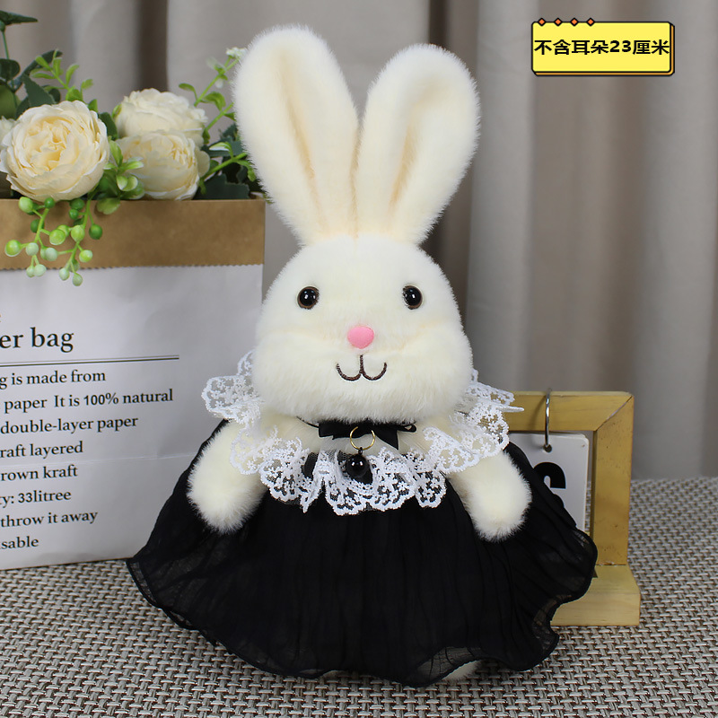 Jupe en gaze noire à dentelle, motif lapin, 23 cm.