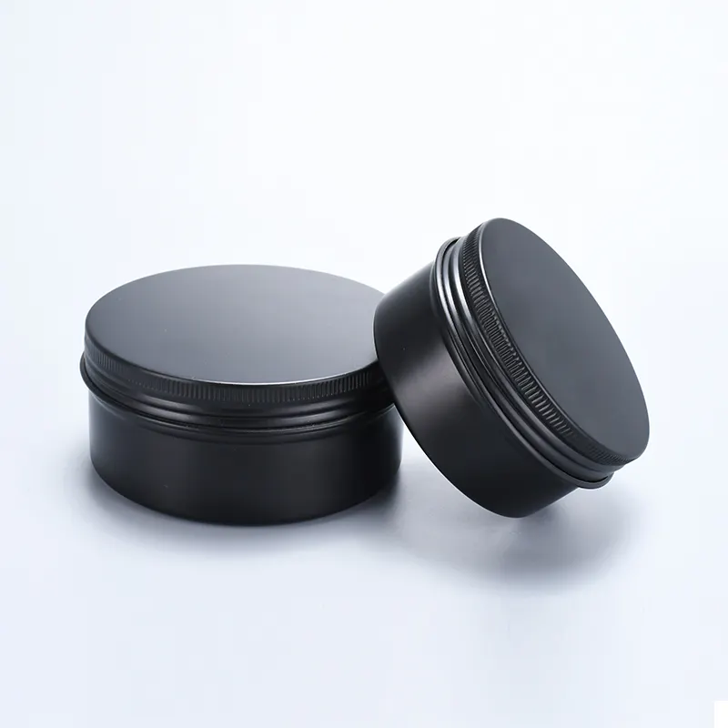 Aluminum Round Lip Balm Tin Containers Empty Metal Storage Travel size beard oil hair wax Matte Black aluminum jar