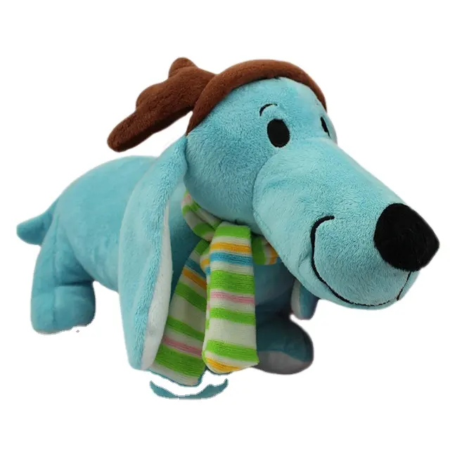 Grosir hadiah promosi gaya baru hewan kustom boneka hewan anjing biru dengan hidung panjang