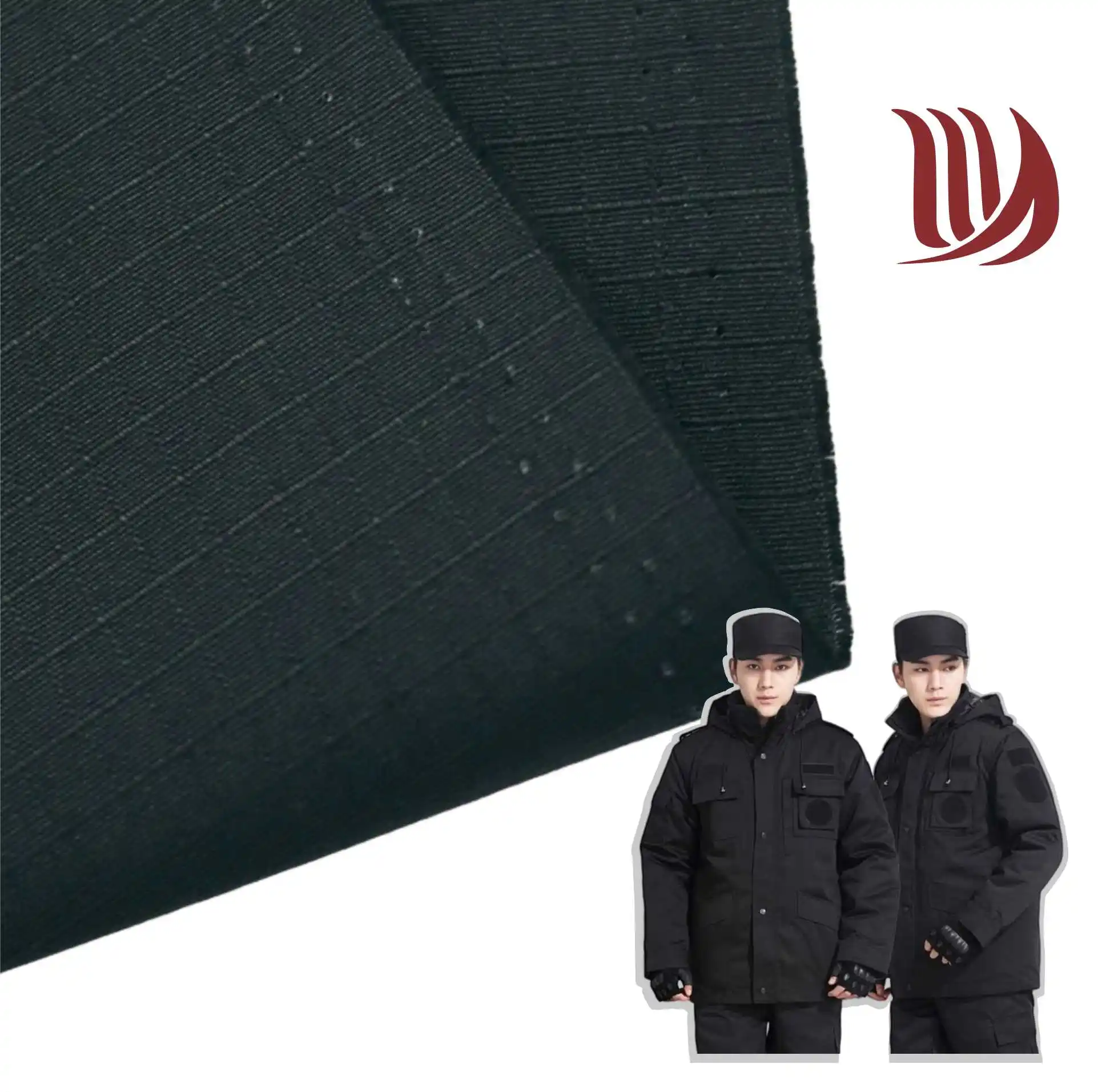 Sarga tejida de polialgodón 21*16 tela negra para camisa ripstop para uniforme de seguridad tela de traje de trabajo