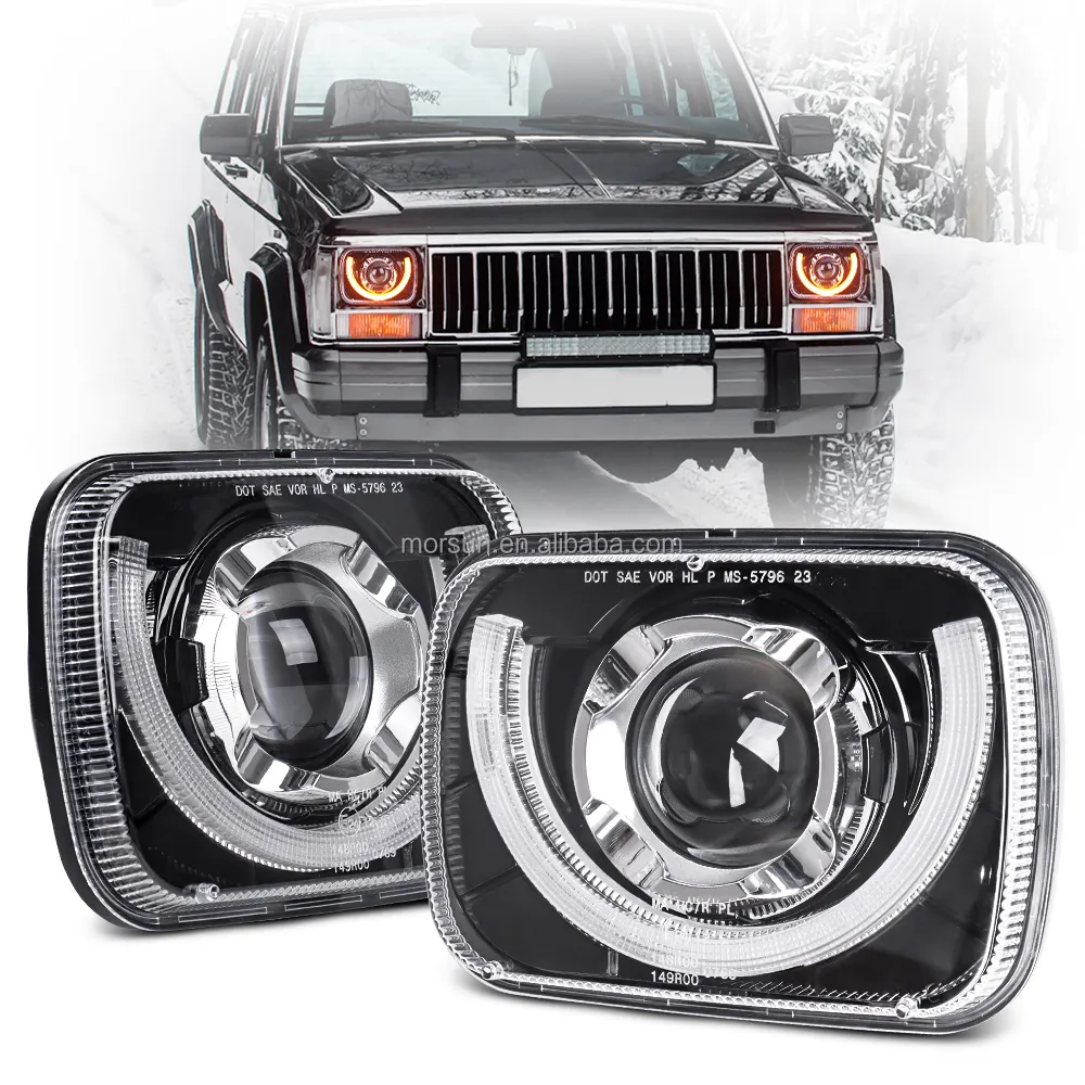 Faros delanteros Led rectangulares 5x7 para Jeep Cherokee XJ 1984-2001, accesorios para coche, Jeep Wrangler YJ, piezas Comanche MJ, faros delanteros