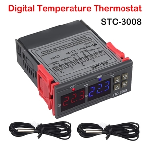 STC-3008 двойной цифровой регулятор температуры Два релейный выход 12V 24V 220V терморегулятор Термостат с нагревателем охладитель - Product Image 3