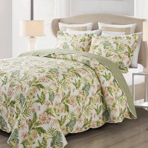 Bán Buôn Màu Xanh Lá Cây Lá Và Hoa Đảo Ngược Mềm Nhẹ Khăn Trải Giường Trải Giường Cho Tất Cả Các Mùa - Product Image 1