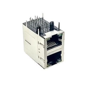 ส่วนหัวของมุมด้านขวา10P8C ขั้วต่อ PCB ขั้วต่อแบบหลายพอร์ต RJ45อีเธอร์เน็ตที่มี LED RJ45ตัวเมีย - Product Image 5