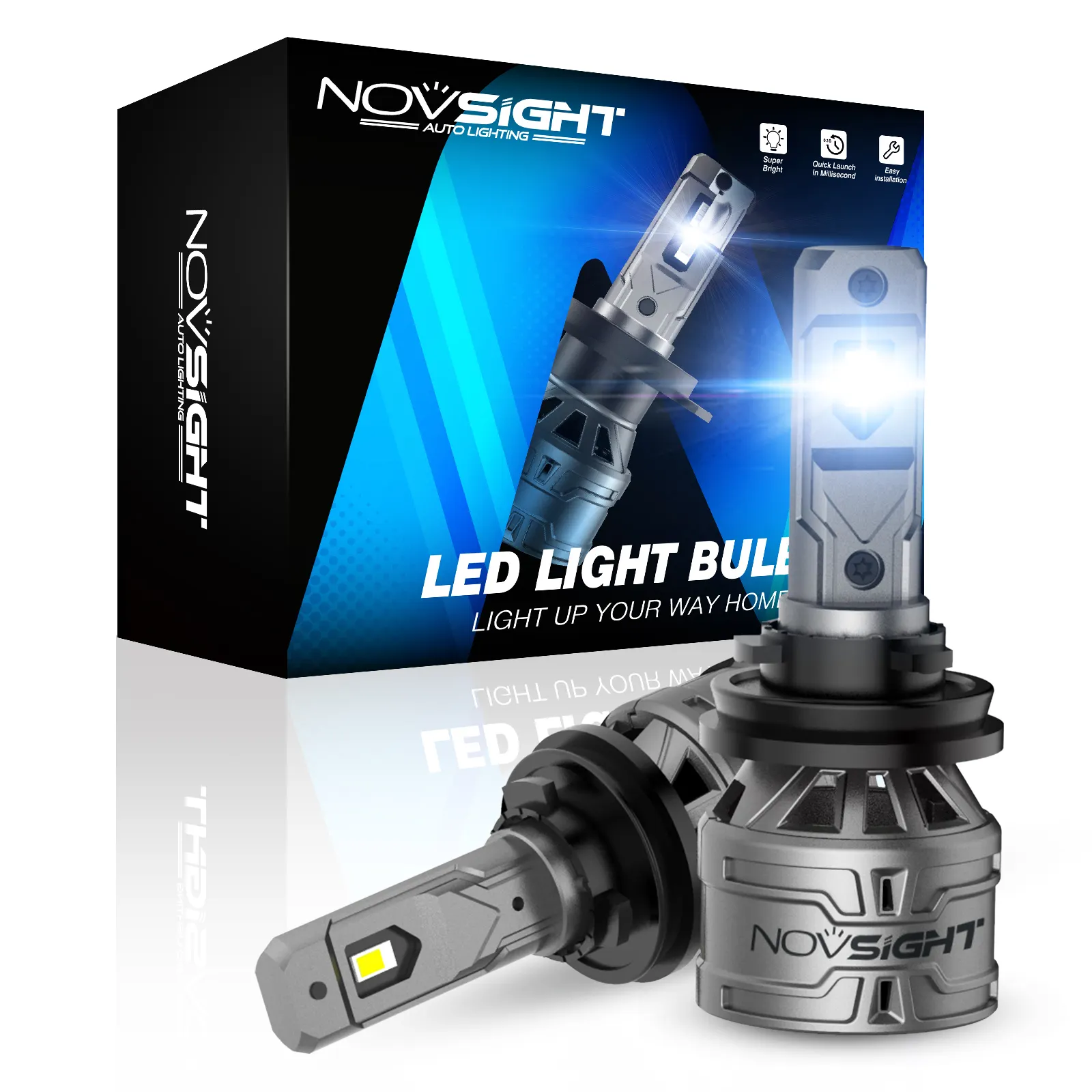 Novsight H4 H7อัตโนมัติ120W 180W 100W ไฟหน้า LED พัดลม9005อัตโนมัติ9006 H7รถยนต์ H4ไฟหน้ารถ H11