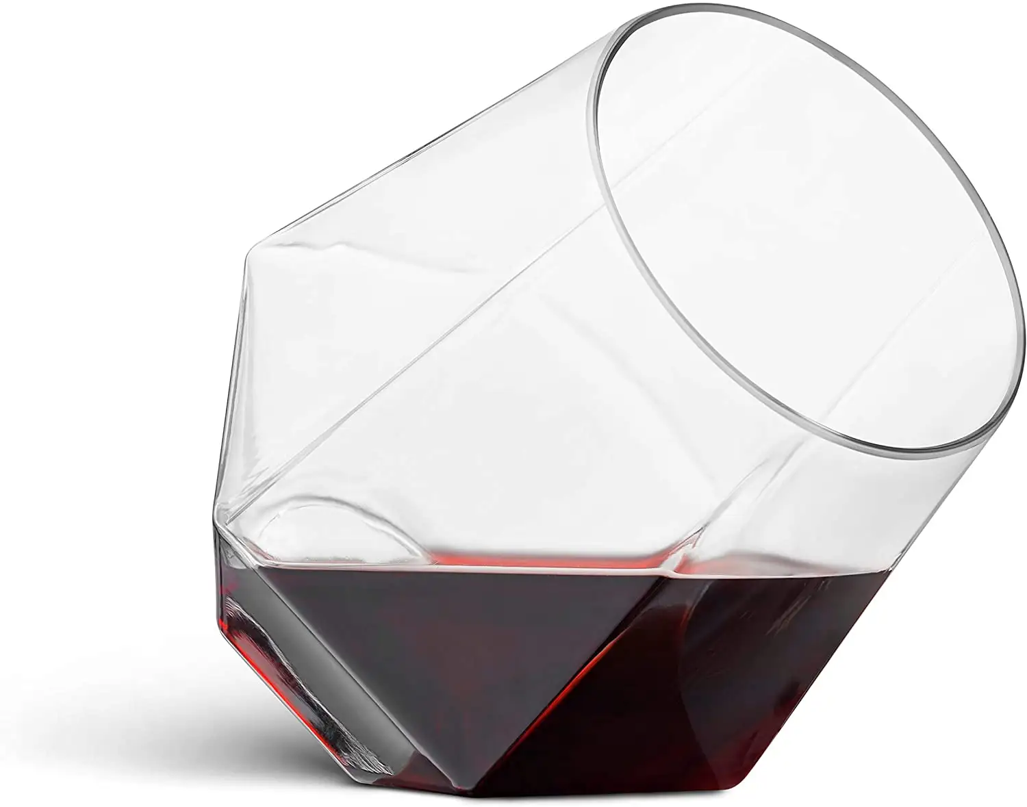 Lot de 32 verres à vin en plastique sans pied en forme de diamant jetables 12 oz tasses à vin en plastique transparent incassable recyclable un