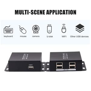 Convertidor de medios USB a fibra óptica sobre cable de fibra SM hasta 10KM USB2.0 1 entrada 4 salida