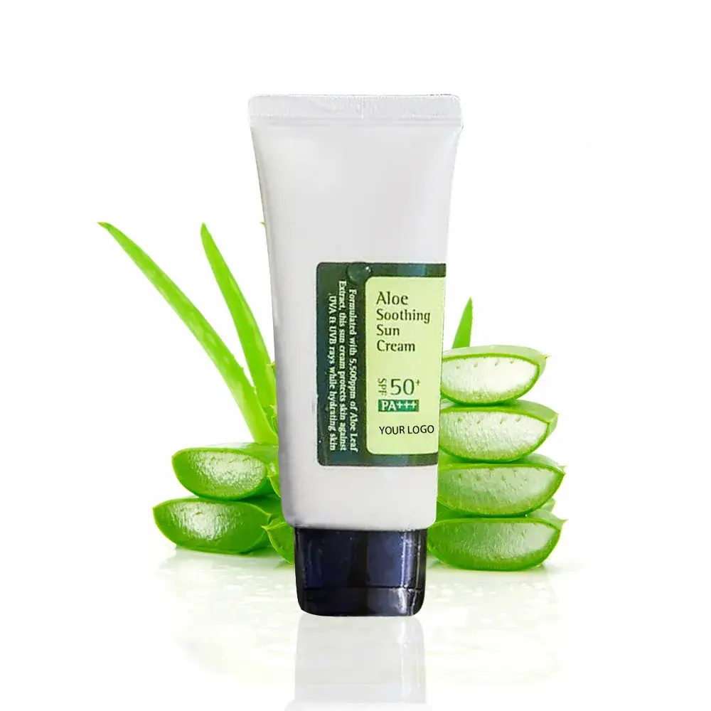 Soothing Sun Cream SPF50+ PA+++ Lightweight Daily Sunblock Natural Aloe Leaf Extract Hydrating Sunscreen