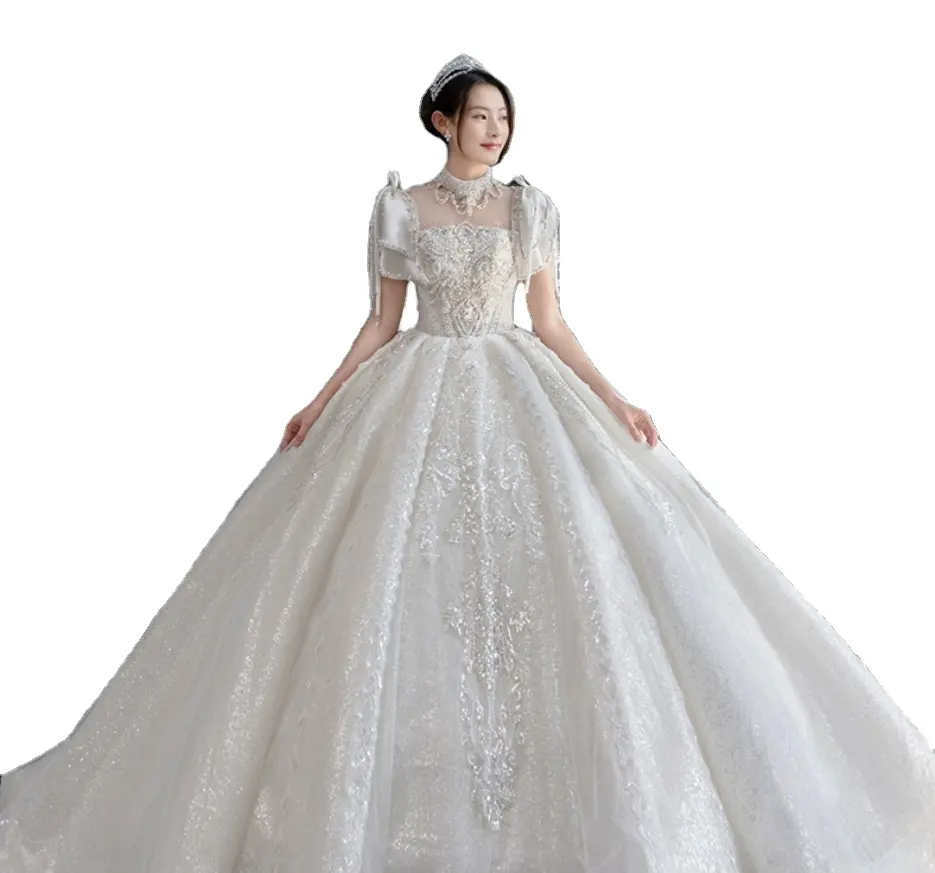 Ball Gown Long Sleeve Quinceanera Luxury Sexy Mermaid White Brillante Elegant Wedding Dresses