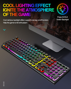 Tasti 104 tastiera Gamer cablato ufficio Retro Computer PC retroilluminato tastiera e Mouse tasti rotondi gioco tastiera Mouse Combo - Product Image 3