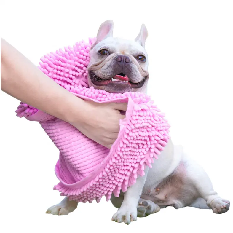Chenilla de microfibra suave personalizada, bata de baño Ultra absorbente de secado rápido para perro, cómoda, Toalla de baño