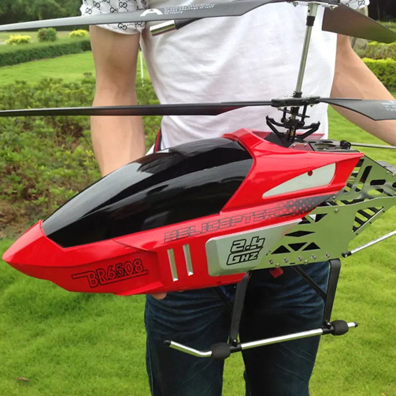 Helikopter rc mainan anak-anak, mainan helikopter terbang remote control ukuran besar 85cm luar ruangan 2.4G