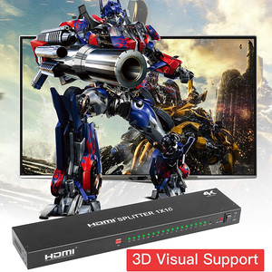 Divisor HDMI de alta calidad, amplificador de salida 1 en 12 y 1 en 16, divisor de vídeo de pantalla Dual para DVD, PS3, HDTV