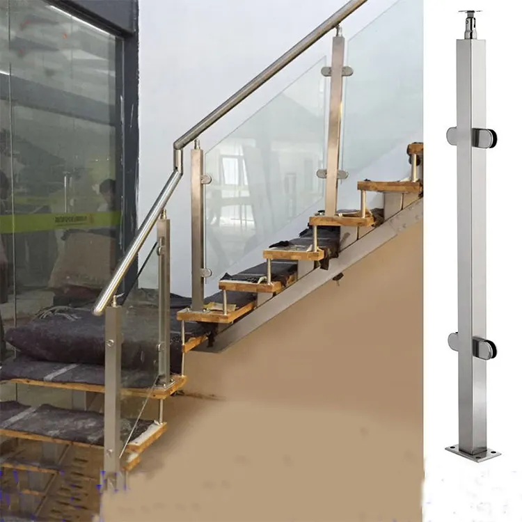 Balkon Modern tasarım paslanmaz çelik cam kapalı düz korkuluk merdiven cam korkuluk cam korkuluk