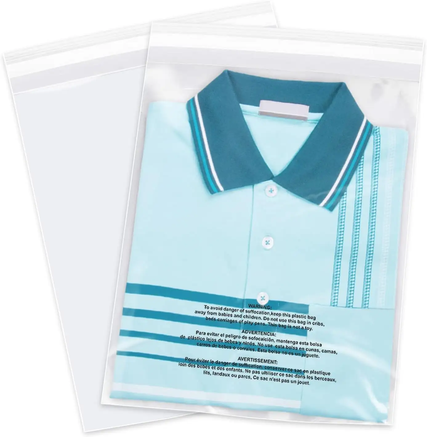 Selbst dichtende durchsichtige Poly beutel mit Erstickung warnung für Verpackungs-T-Shirts