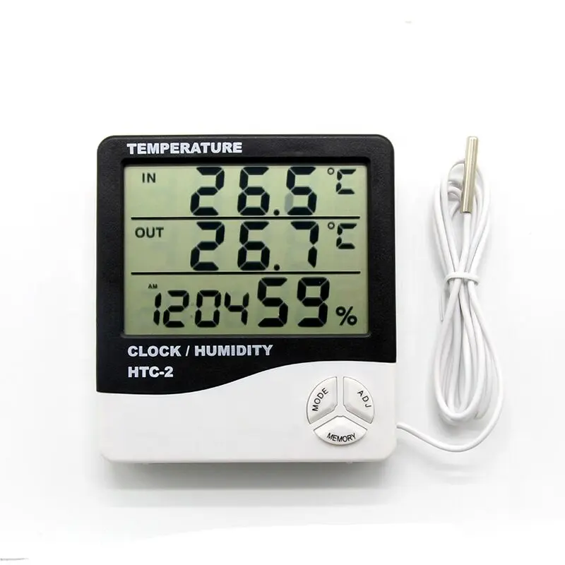 HTC-2 디지털 시계 온도계 습도계 LCD 디스플레이 전자 온도 습도 미터