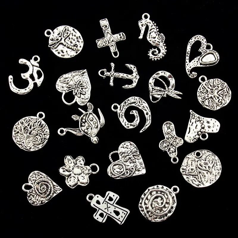 De plata tibetana estilos mixtos Cruz corazón ancla encantos colgantes de la joyería de DIY para collar pulsera haciendo Accesorios