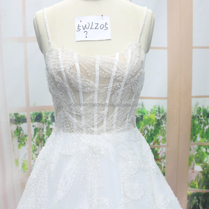 Mới đến hiện đại Công Chúa Váy cưới với ren mô hình và đầy đủ đính cườm bóng áo choàng Train chapel Train phong cách - Product Image 5