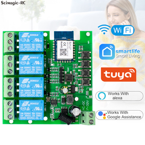 Tuya Wifi 4CH động cơ chuyển đổi mô-đun AC DC 7-32V 4 kênh RF Receiver 10A relay cuộc sống thông minh điều khiển không dây - Product Image 1