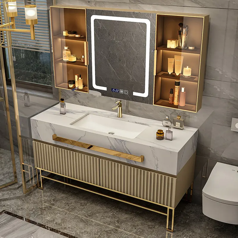 Modern lüks amerikan banyo mobilya altın banyo Vanity banyo dolapları