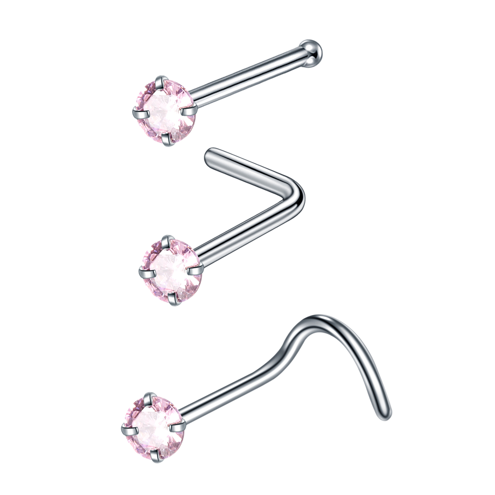 silver-Round&Pink CZ