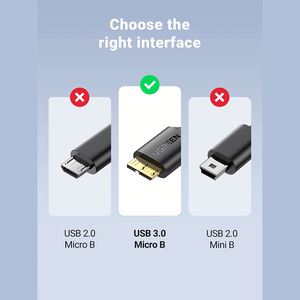 UGREENマイクロUSB 3.0ケーブルUSB 3.0タイプオスからマイクロBコード5 Gbps転送速度