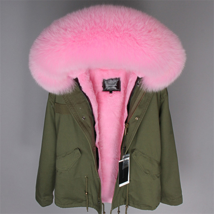 Pink fur+Green Coat