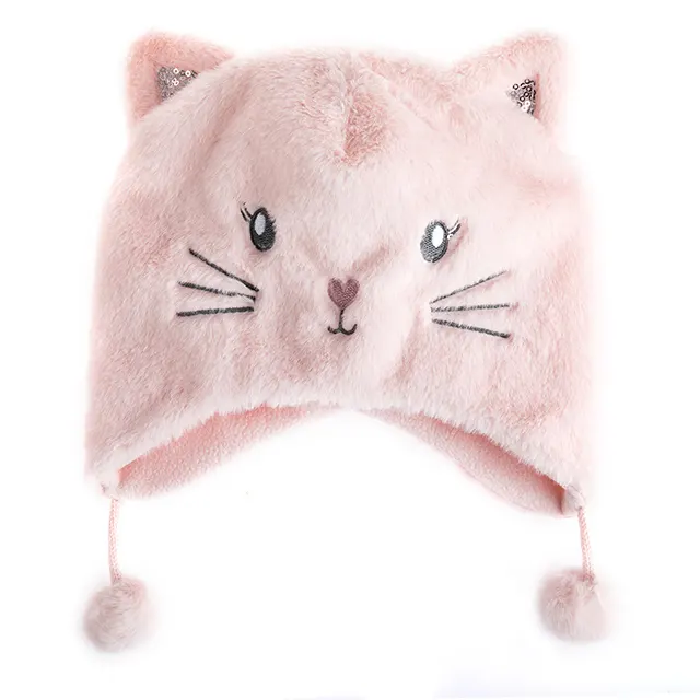 Villus paraorecchie per gatti per bambini inverno caldo carino bavaglino in peluche cappello da bambino